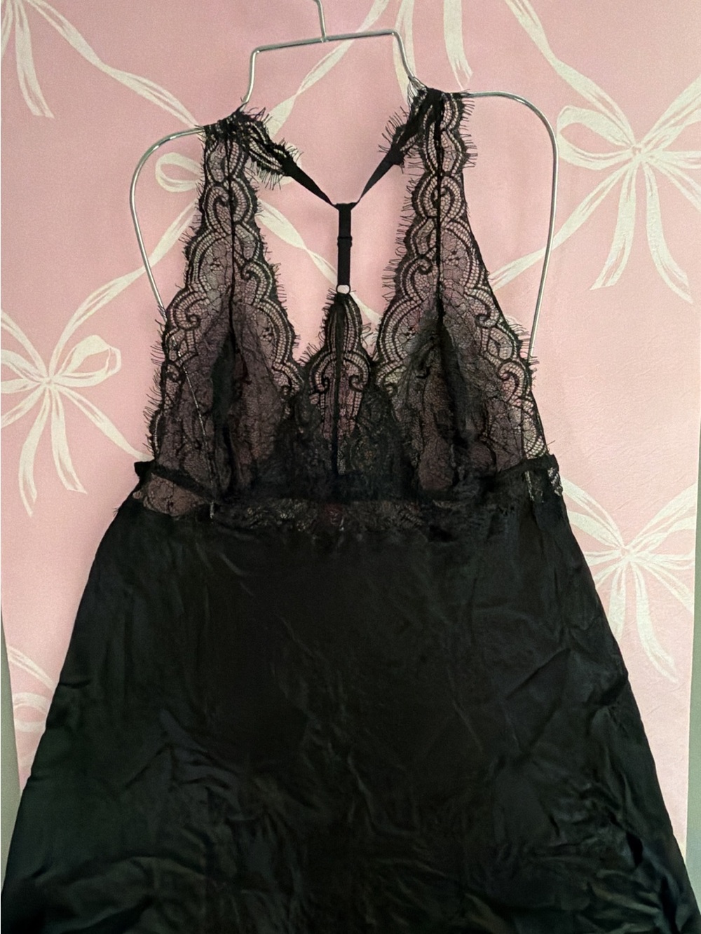 Adore Me Black Lace Plunge Chemise